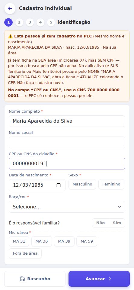 Aviso automático no cadastro individual